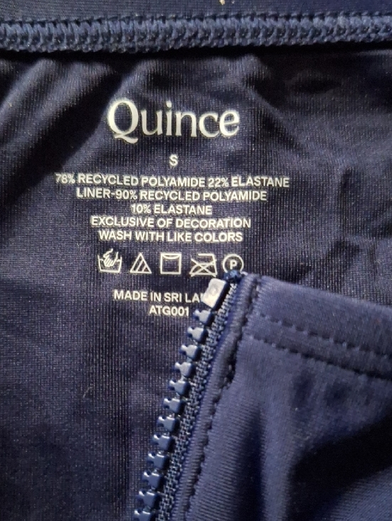 Quince Italian Zip-Front One-Piece Swimsuit Navy S NWT - Picture 3 of 4